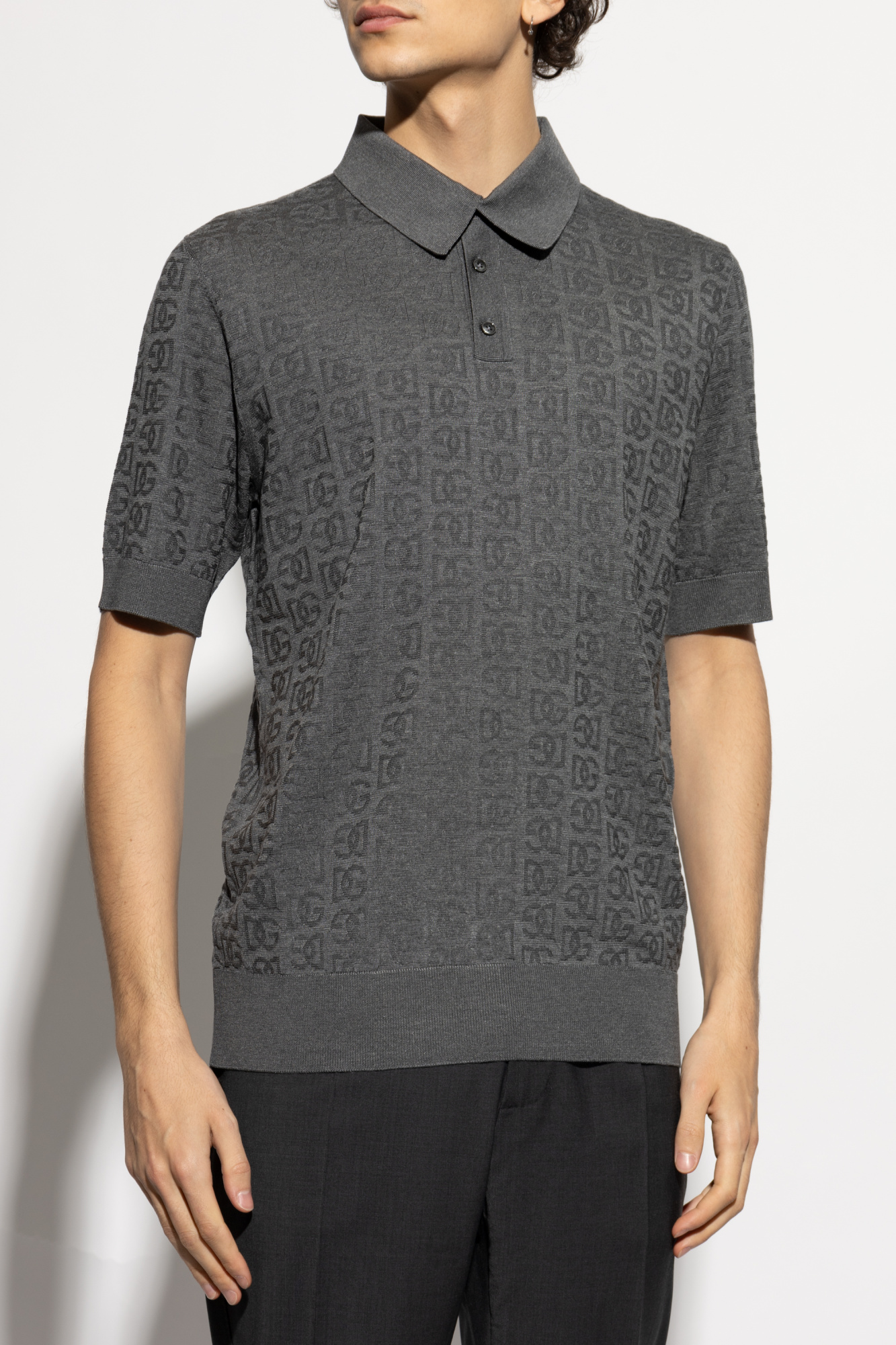 Dolce & Gabbana Silk polo with monogram | Men's Clothing